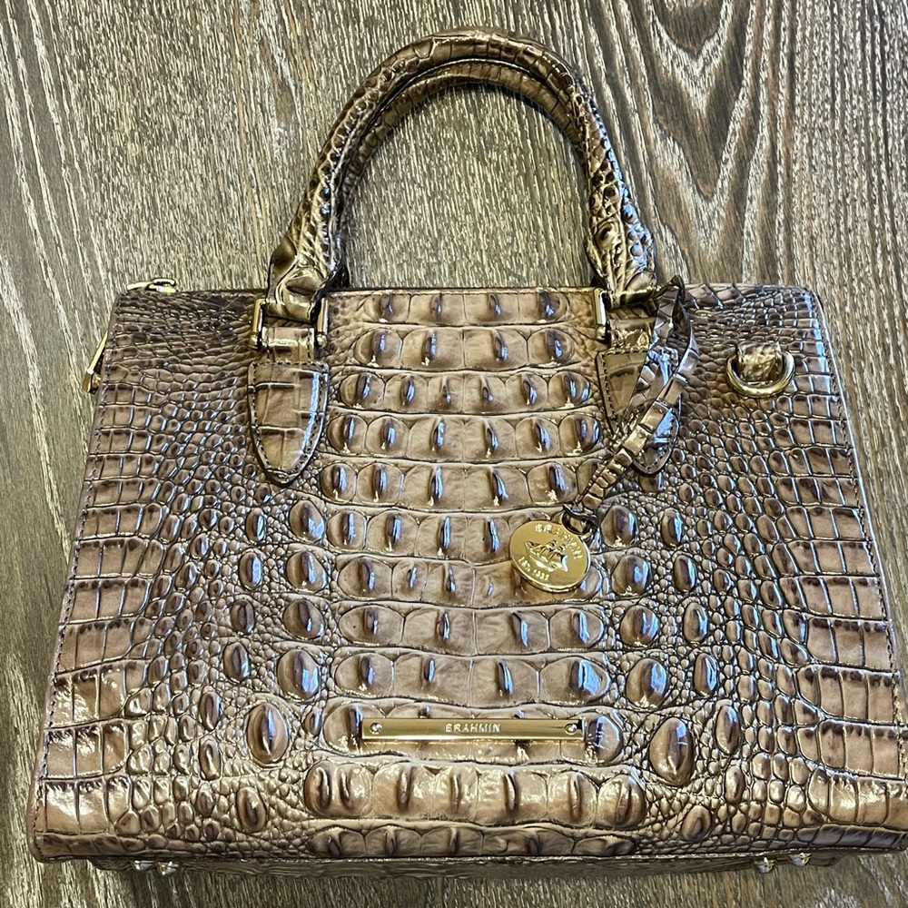 Brahmin Brown Embossed Leather Handbag - Picture 6 of 15